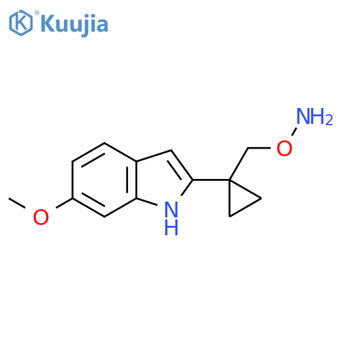 O-{1-(6-methoxy-1H-indol-2-yl)cyclopropylmethyl}hydroxylamine structure