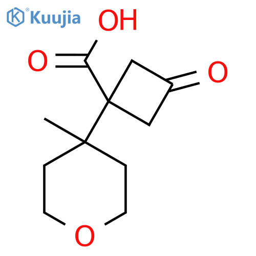 1-(4-methyloxan-4-yl)-3-oxocyclobutane-1-carboxylic acid structure