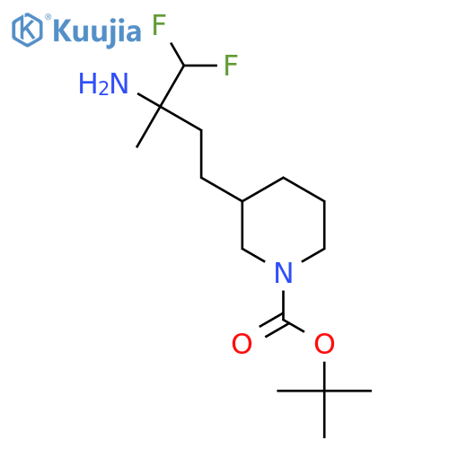 Tert-butyl 3-(3-amino-4,4-difluoro-3-methylbutyl)piperidine-1-carboxylate structure