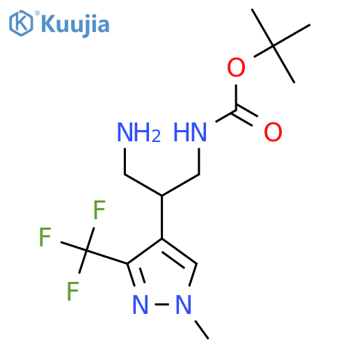 tert-butyl N-{3-amino-2-1-methyl-3-(trifluoromethyl)-1H-pyrazol-4-ylpropyl}carbamate structure