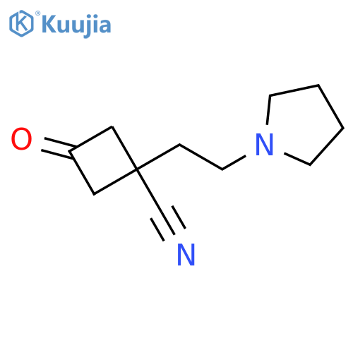 3-oxo-1-2-(pyrrolidin-1-yl)ethylcyclobutane-1-carbonitrile structure