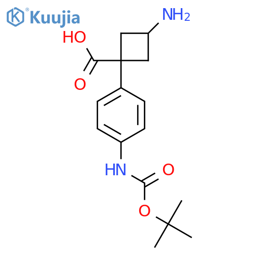 3-amino-1-(4-{(tert-butoxy)carbonylamino}phenyl)cyclobutane-1-carboxylic acid structure