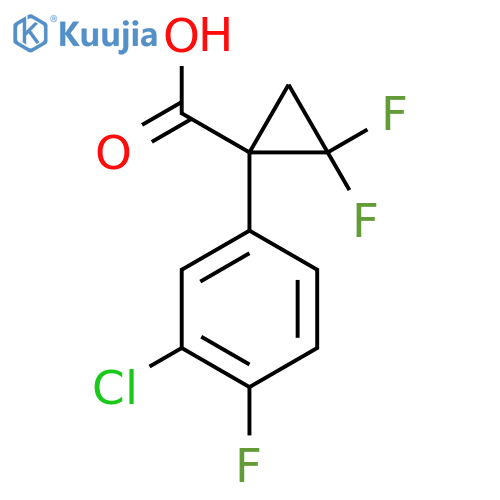 1-(3-chloro-4-fluorophenyl)-2,2-difluorocyclopropane-1-carboxylic acid structure