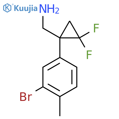 1-(3-bromo-4-methylphenyl)-2,2-difluorocyclopropylmethanamine structure