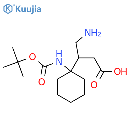 4-amino-3-(1-{(tert-butoxy)carbonylamino}cyclohexyl)butanoic acid structure
