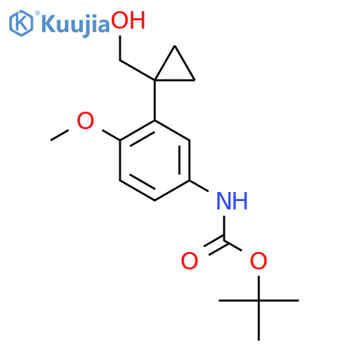 tert-butyl N-{3-1-(hydroxymethyl)cyclopropyl-4-methoxyphenyl}carbamate structure