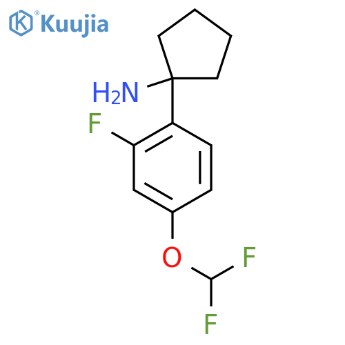 1-4-(difluoromethoxy)-2-fluorophenylcyclopentan-1-amine structure