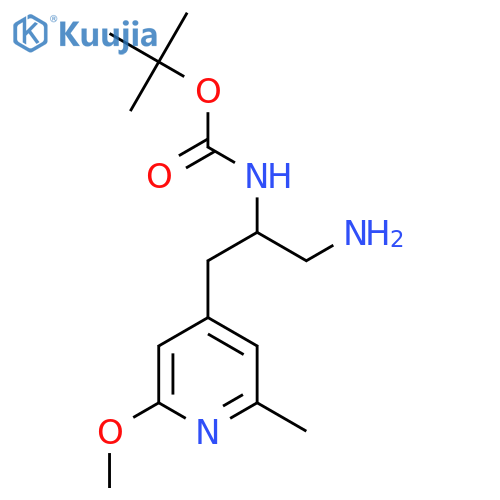 tert-butyl N-1-amino-3-(2-methoxy-6-methylpyridin-4-yl)propan-2-ylcarbamate structure