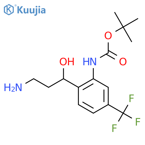tert-butyl N-2-(3-amino-1-hydroxypropyl)-5-(trifluoromethyl)phenylcarbamate structure