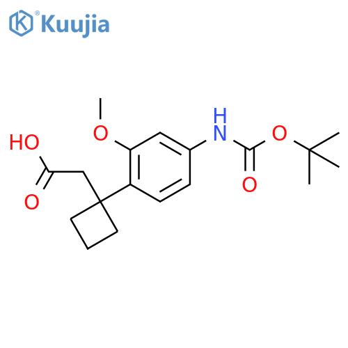 2-1-(4-{(tert-butoxy)carbonylamino}-2-methoxyphenyl)cyclobutylacetic acid structure