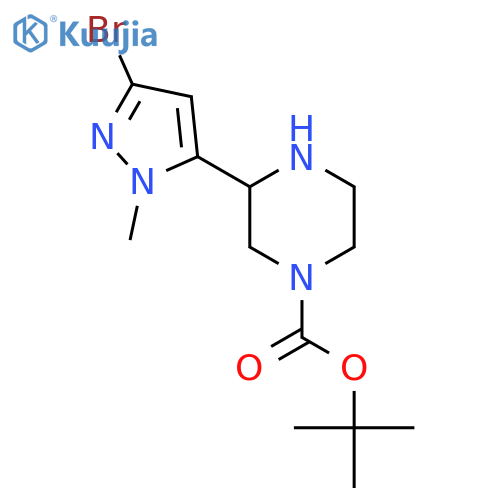 tert-butyl 3-(3-bromo-1-methyl-1H-pyrazol-5-yl)piperazine-1-carboxylate structure