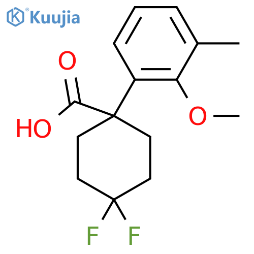 4,4-difluoro-1-(2-methoxy-3-methylphenyl)cyclohexane-1-carboxylic acid structure