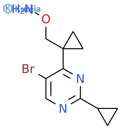 O-{1-(5-bromo-2-cyclopropylpyrimidin-4-yl)cyclopropylmethyl}hydroxylamine structure