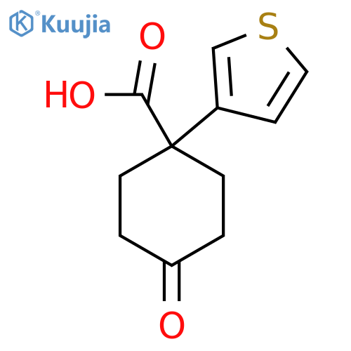 4-oxo-1-(thiophen-3-yl)cyclohexane-1-carboxylic acid structure