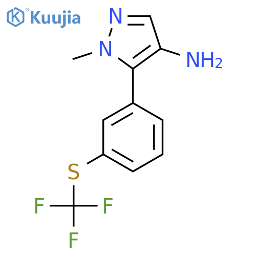 1-methyl-5-{3-(trifluoromethyl)sulfanylphenyl}-1H-pyrazol-4-amine structure