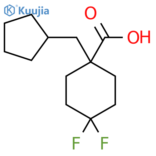 1-(cyclopentylmethyl)-4,4-difluorocyclohexane-1-carboxylic acid structure