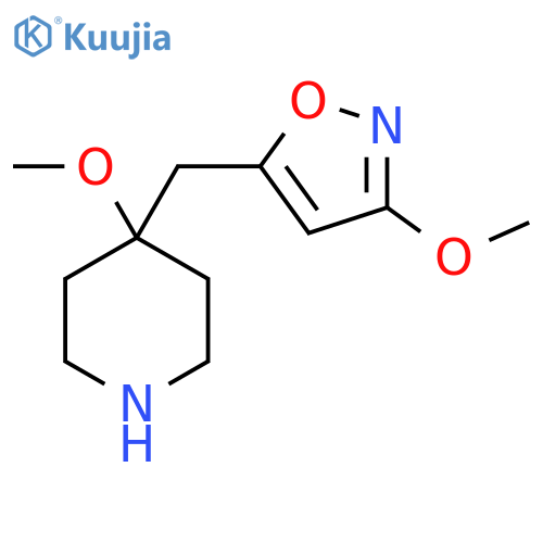 4-methoxy-4-(3-methoxy-1,2-oxazol-5-yl)methylpiperidine structure