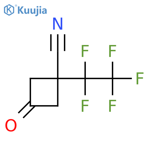 3-oxo-1-(pentafluoroethyl)cyclobutane-1-carbonitrile structure