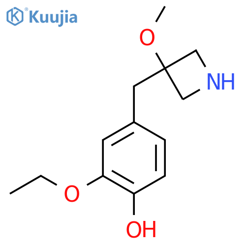 2-ethoxy-4-(3-methoxyazetidin-3-yl)methylphenol structure