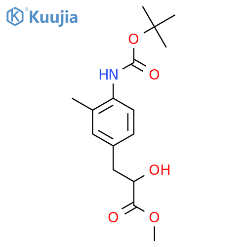 methyl 3-(4-{(tert-butoxy)carbonylamino}-3-methylphenyl)-2-hydroxypropanoate structure