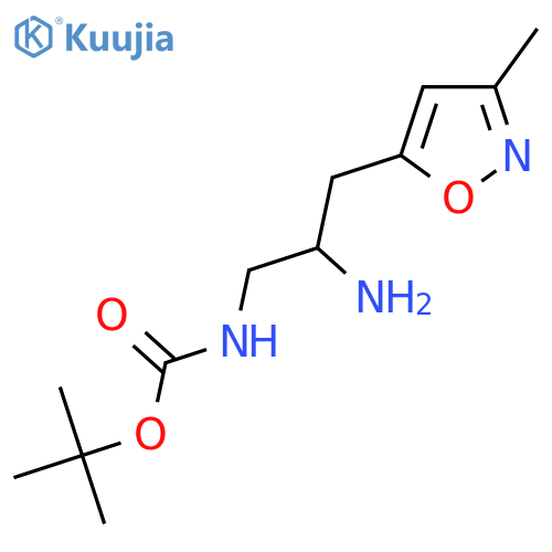 tert-butyl N-2-amino-3-(3-methyl-1,2-oxazol-5-yl)propylcarbamate structure