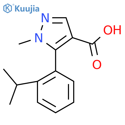 1-methyl-5-2-(propan-2-yl)phenyl-1H-pyrazole-4-carboxylic acid structure