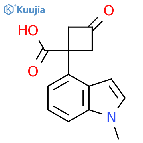 1-(1-methyl-1H-indol-4-yl)-3-oxocyclobutane-1-carboxylic acid structure