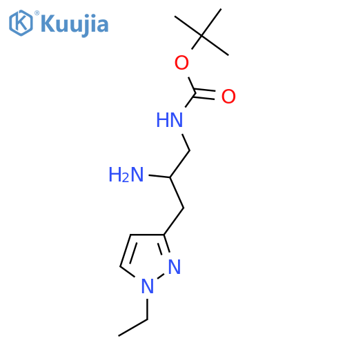 tert-butyl N-2-amino-3-(1-ethyl-1H-pyrazol-3-yl)propylcarbamate structure