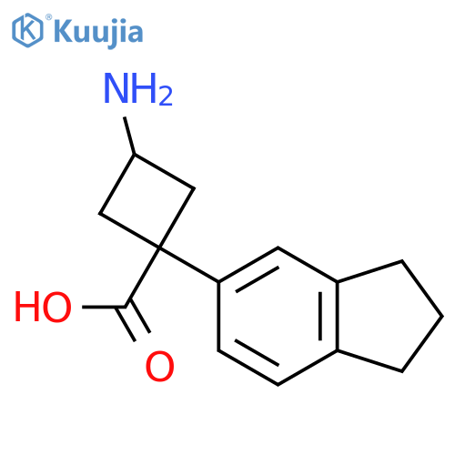 3-amino-1-(2,3-dihydro-1H-inden-5-yl)cyclobutane-1-carboxylic acid structure