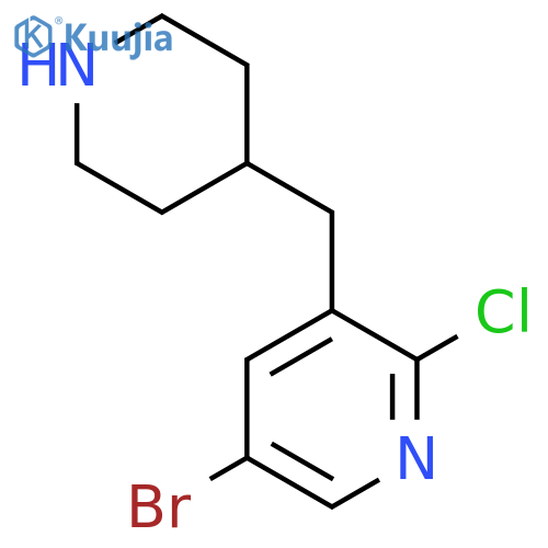 5-bromo-2-chloro-3-(piperidin-4-yl)methylpyridine structure