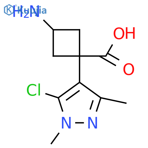 3-amino-1-(5-chloro-1,3-dimethyl-1H-pyrazol-4-yl)cyclobutane-1-carboxylic acid structure