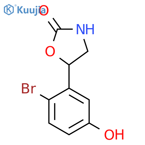 5-(2-bromo-5-hydroxyphenyl)-1,3-oxazolidin-2-one structure