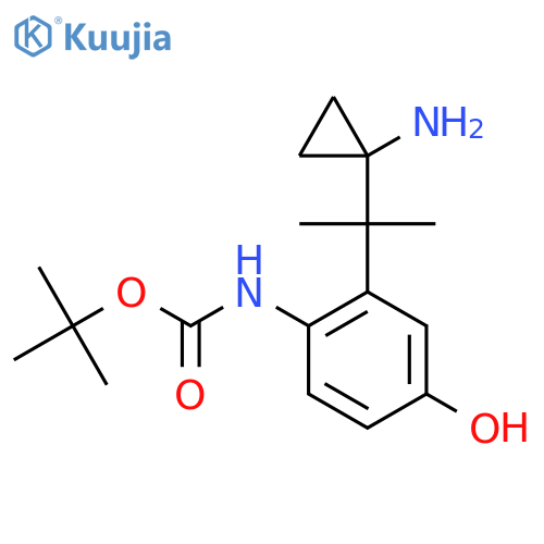 tert-butyl N-{2-2-(1-aminocyclopropyl)propan-2-yl-4-hydroxyphenyl}carbamate structure