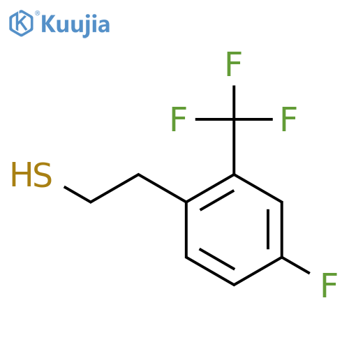 2-4-fluoro-2-(trifluoromethyl)phenylethane-1-thiol structure