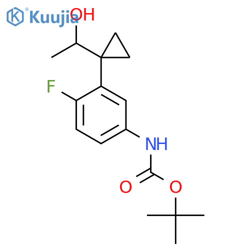 tert-butyl N-{4-fluoro-3-1-(1-hydroxyethyl)cyclopropylphenyl}carbamate structure
