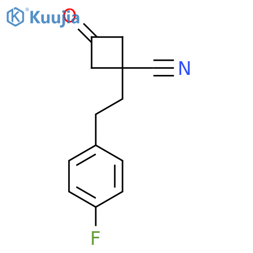 1-2-(4-fluorophenyl)ethyl-3-oxocyclobutane-1-carbonitrile structure