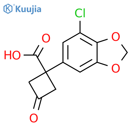 1-(7-chloro-1,3-dioxaindan-5-yl)-3-oxocyclobutane-1-carboxylic acid structure