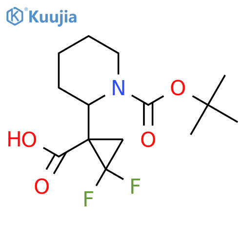 1-{1-(tert-butoxy)carbonylpiperidin-2-yl}-2,2-difluorocyclopropane-1-carboxylic acid structure