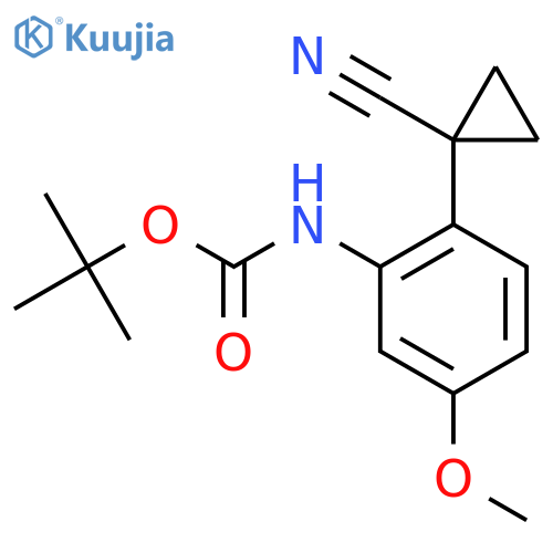 tert-butyl N-2-(1-cyanocyclopropyl)-5-methoxyphenylcarbamate structure