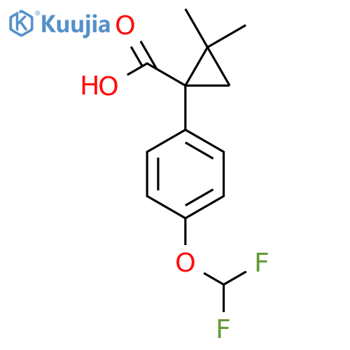 1-4-(difluoromethoxy)phenyl-2,2-dimethylcyclopropane-1-carboxylic acid structure