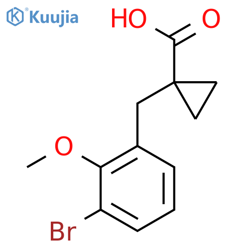 1-(3-bromo-2-methoxyphenyl)methylcyclopropane-1-carboxylic acid structure