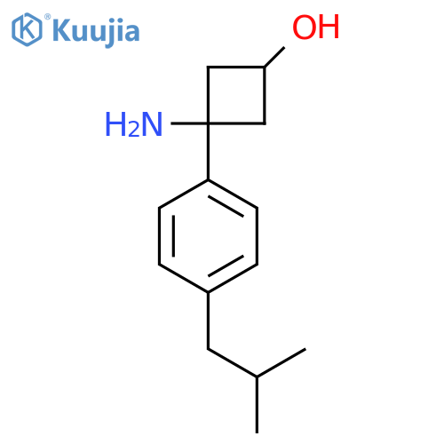3-amino-3-4-(2-methylpropyl)phenylcyclobutan-1-ol structure