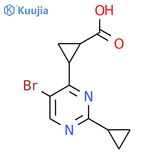 2-(5-bromo-2-cyclopropylpyrimidin-4-yl)cyclopropane-1-carboxylic acid structure
