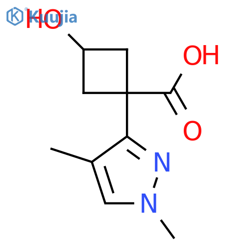 1-(1,4-dimethyl-1H-pyrazol-3-yl)-3-hydroxycyclobutane-1-carboxylic acid structure