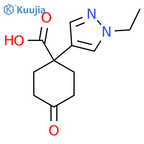 1-(1-ethyl-1H-pyrazol-4-yl)-4-oxocyclohexane-1-carboxylic acid structure