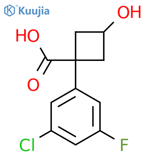 1-(3-chloro-5-fluorophenyl)-3-hydroxycyclobutane-1-carboxylic acid structure