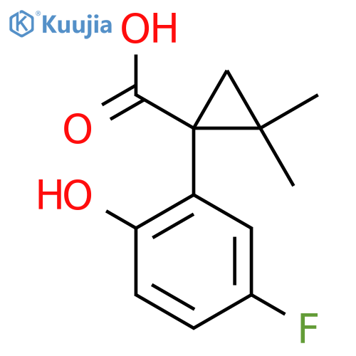 1-(5-fluoro-2-hydroxyphenyl)-2,2-dimethylcyclopropane-1-carboxylic acid structure