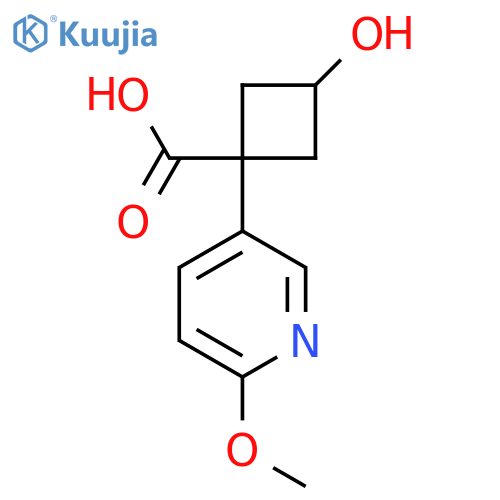 3-hydroxy-1-(6-methoxypyridin-3-yl)cyclobutane-1-carboxylic acid structure
