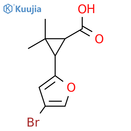 3-(4-bromofuran-2-yl)-2,2-dimethylcyclopropane-1-carboxylic acid structure