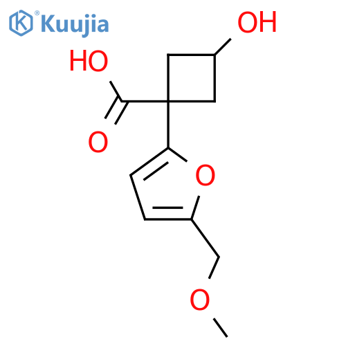 3-hydroxy-1-5-(methoxymethyl)furan-2-ylcyclobutane-1-carboxylic acid structure